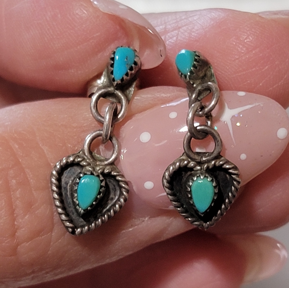 Vintage Sterling Turquoise Drop Earrings